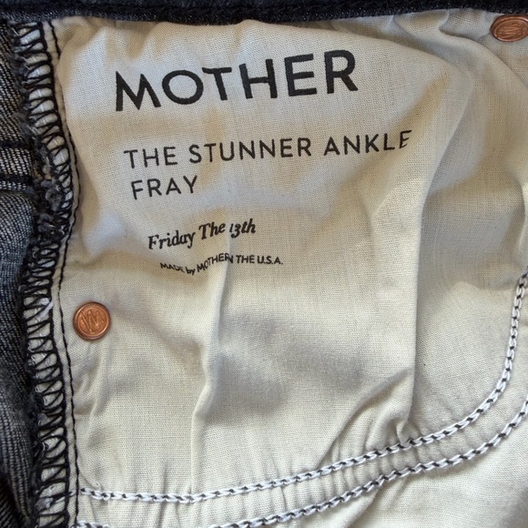 MOTHER The Stunner Ankle Fray 26 Black Button Fly Raw Hem - Picture 13 of 13